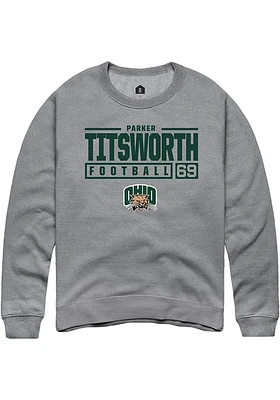 Parker Titsworth  Rally Ohio Bobcats Mens Graphite NIL Stacked Box Long Sleeve Crew Sweatshirt