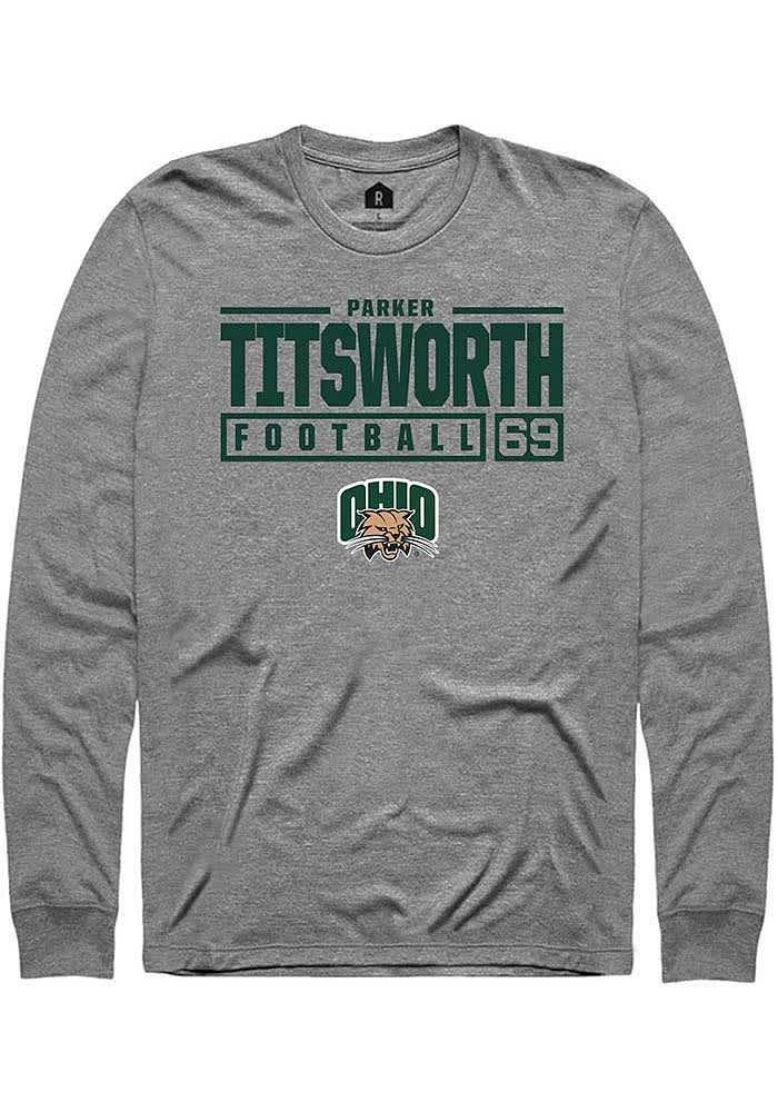 Parker Titsworth  Ohio Bobcats Graphite Rally NIL Stacked Box Long Sleeve T Shirt