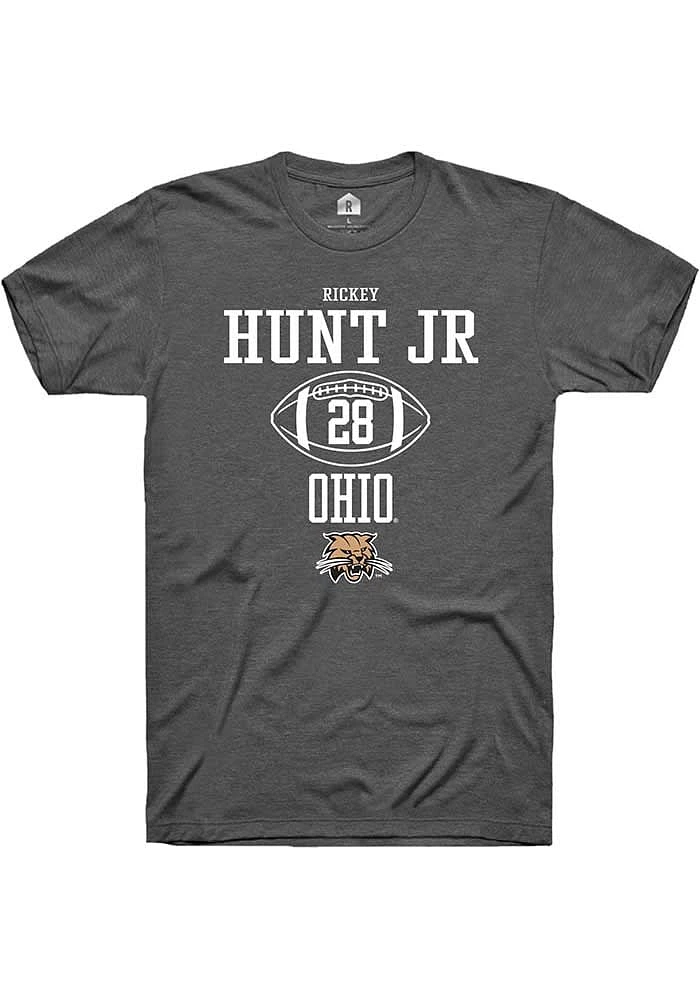 Rickey Hunt Jr  Ohio Bobcats Dark Grey Rally NIL Sport Icon Short Sleeve T Shirt