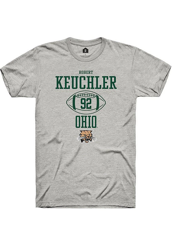 Robert Keuchler  Ohio Bobcats Ash Rally NIL Sport Icon Short Sleeve T Shirt