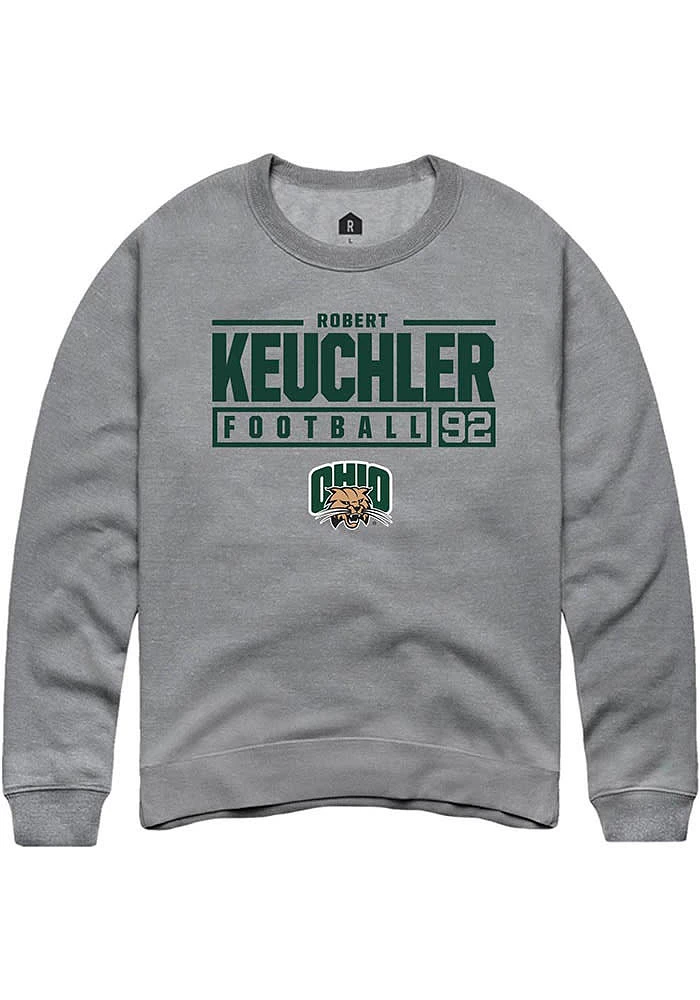 Robert Keuchler  Rally Ohio Bobcats Mens Graphite NIL Stacked Box Long Sleeve Crew Sweatshirt