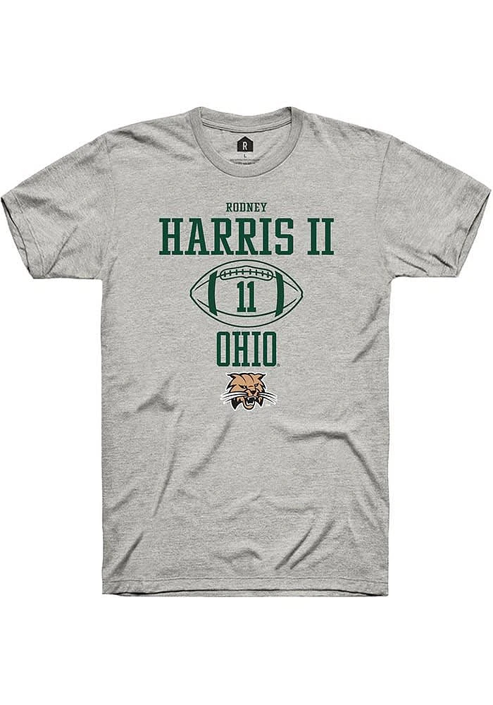 Rodney Harris II Ohio Bobcats Ash Rally NIL Sport Icon Short Sleeve T Shirt
