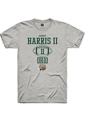 Rodney Harris II  Ohio Bobcats Ash Rally NIL Sport Icon Short Sleeve T Shirt