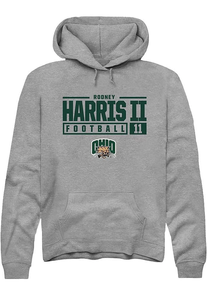Rodney Harris II  Rally Ohio Bobcats Mens Graphite NIL Stacked Box Long Sleeve Hoodie