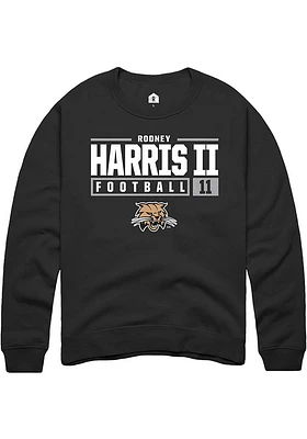 Rodney Harris II Rally Ohio Bobcats Mens NIL Stacked Box Long Sleeve Crew Sweatshirt