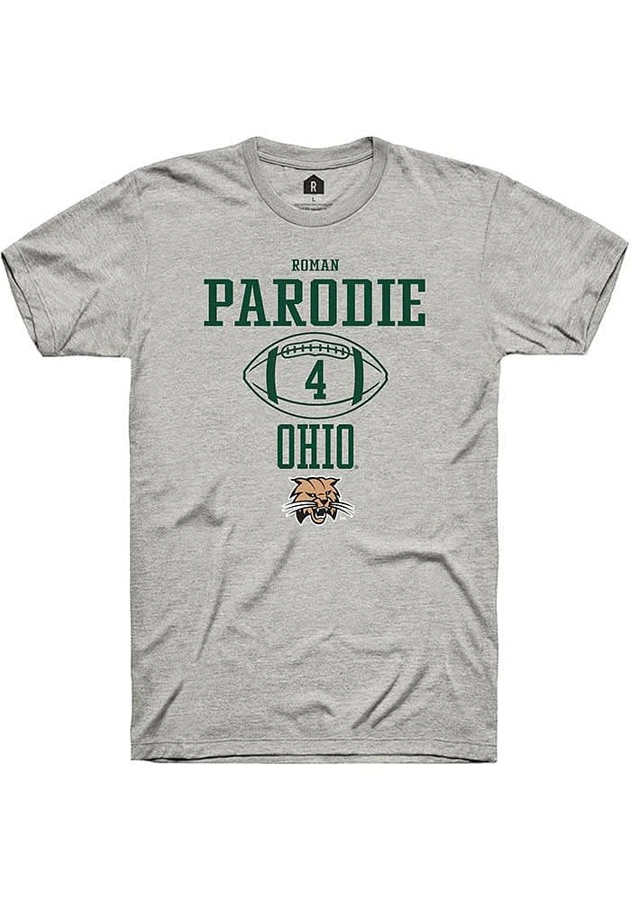 Roman Parodie Ohio Bobcats Ash Rally NIL Sport Icon Short Sleeve T Shirt