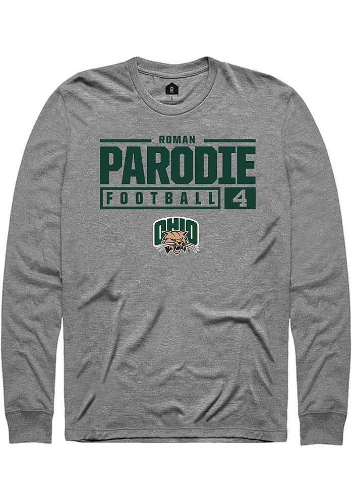 Roman Parodie Ohio Bobcats Graphite Rally NIL Stacked Box Long Sleeve T Shirt