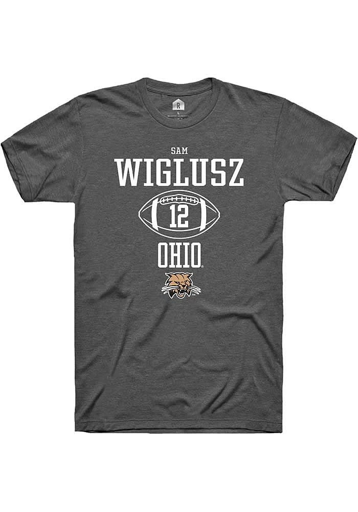 Sam Wiglusz  Ohio Bobcats Dark Grey Rally NIL Sport Icon Short Sleeve T Shirt