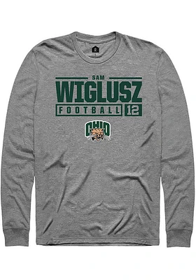 Sam Wiglusz  Ohio Bobcats Graphite Rally NIL Stacked Box Long Sleeve T Shirt