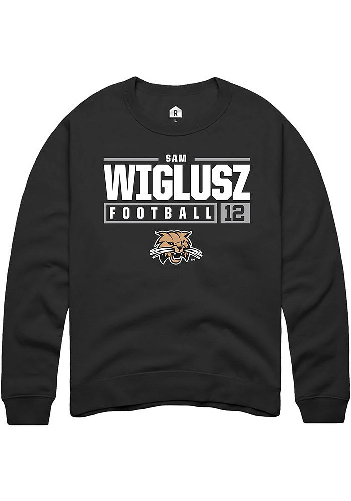 Sam Wiglusz Rally Ohio Bobcats Mens NIL Stacked Box Long Sleeve Crew Sweatshirt