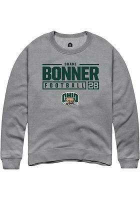 Shane Bonner  Rally Ohio Bobcats Mens Graphite NIL Stacked Box Long Sleeve Crew Sweatshirt