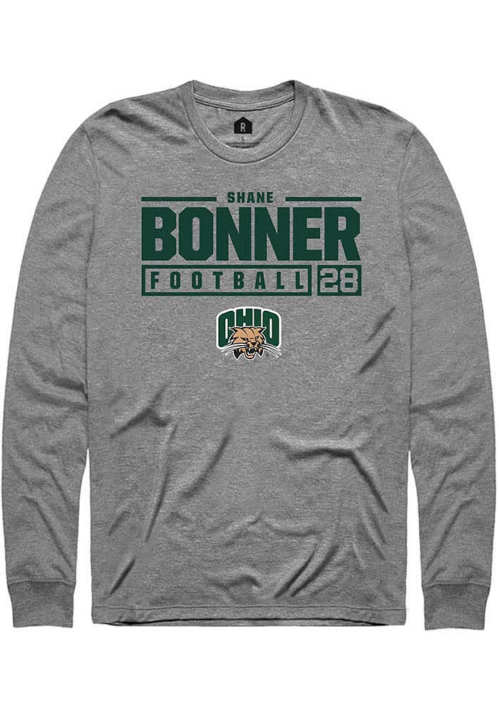 Shane Bonner  Ohio Bobcats Graphite Rally NIL Stacked Box Long Sleeve T Shirt