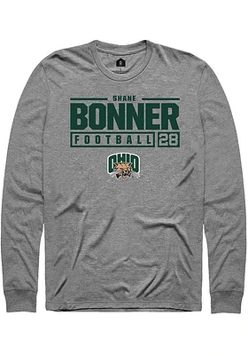 Shane Bonner  Ohio Bobcats Graphite Rally NIL Stacked Box Long Sleeve T Shirt