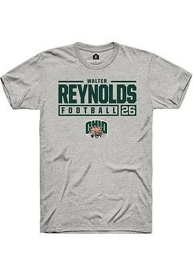 Walter Reynolds  Ohio Bobcats Ash Rally NIL Stacked Box Short Sleeve T Shirt