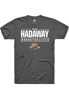 Aidan Hadaway  Ohio Bobcats Dark Grey Rally NIL Stacked Box Short Sleeve T Shirt