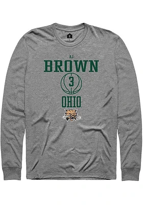 AJ Brown  Ohio Bobcats Graphite Rally NIL Sport Icon Long Sleeve T Shirt