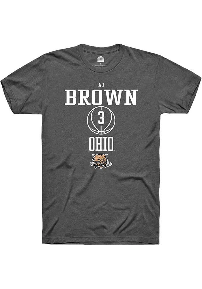 AJ Brown  Ohio Bobcats Dark Grey Rally NIL Sport Icon Short Sleeve T Shirt