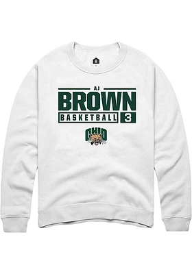 AJ Brown Rally Ohio Bobcats Mens NIL Stacked Box Long Sleeve Crew Sweatshirt