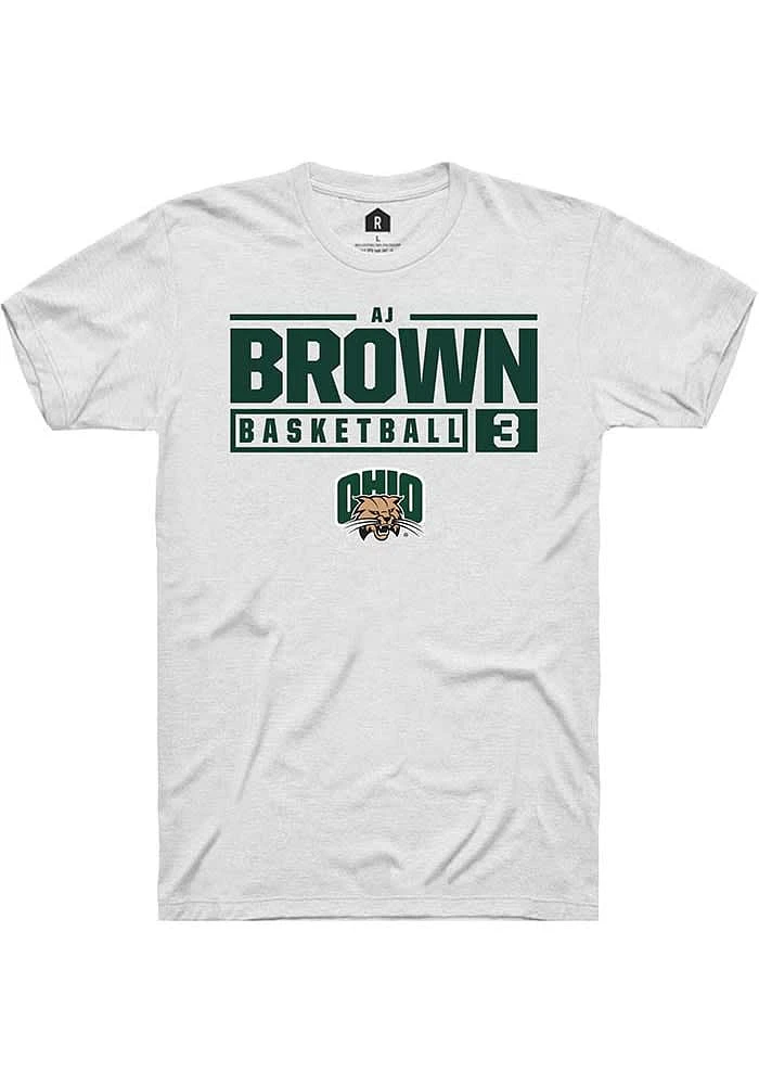 AJ Brown Ohio Bobcats Rally NIL Stacked Box Short Sleeve T Shirt