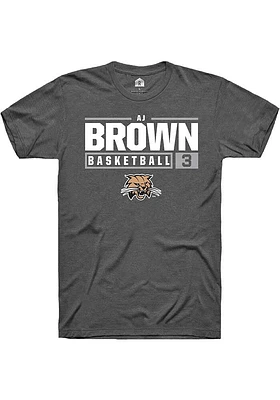 AJ Brown  Ohio Bobcats Dark Grey Rally NIL Stacked Box Short Sleeve T Shirt