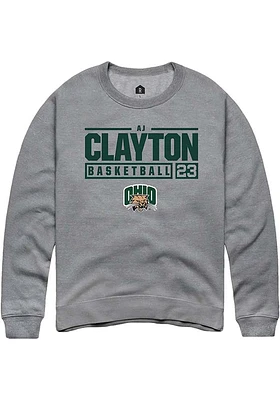 AJ Clayton  Rally Ohio Bobcats Mens Graphite NIL Stacked Box Long Sleeve Crew Sweatshirt