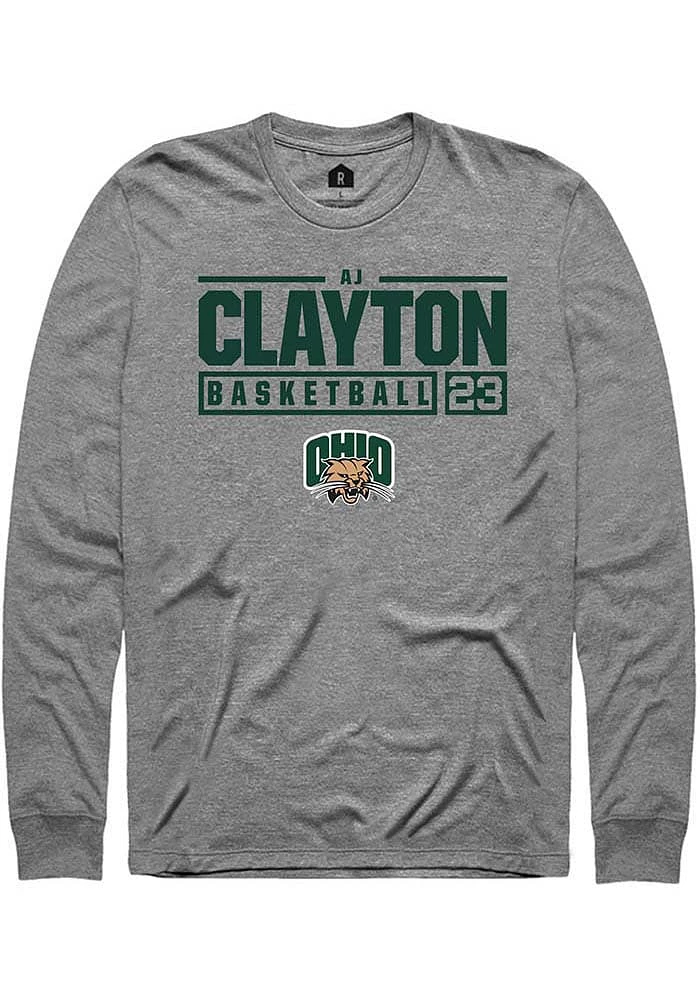 AJ Clayton Ohio Bobcats Rally NIL Stacked Box Long Sleeve T Shirt