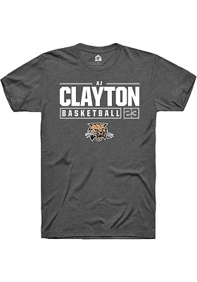 AJ Clayton  Ohio Bobcats Dark Grey Rally NIL Stacked Box Short Sleeve T Shirt