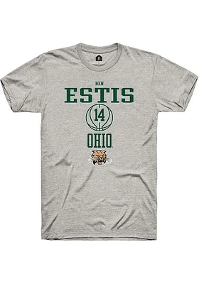 Ben Estis  Ohio Bobcats Ash Rally NIL Sport Icon Short Sleeve T Shirt