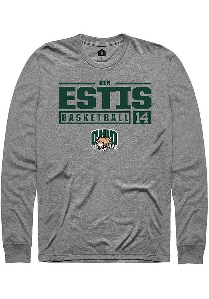 Ben Estis  Ohio Bobcats Graphite Rally NIL Stacked Box Long Sleeve T Shirt