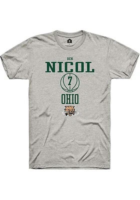 Ben Nicol  Ohio Bobcats Ash Rally NIL Sport Icon Short Sleeve T Shirt