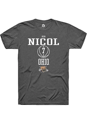 Ben Nicol  Ohio Bobcats Dark Grey Rally NIL Sport Icon Short Sleeve T Shirt