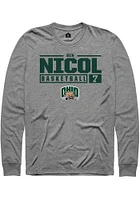 Ben Nicol  Ohio Bobcats Graphite Rally NIL Stacked Box Long Sleeve T Shirt