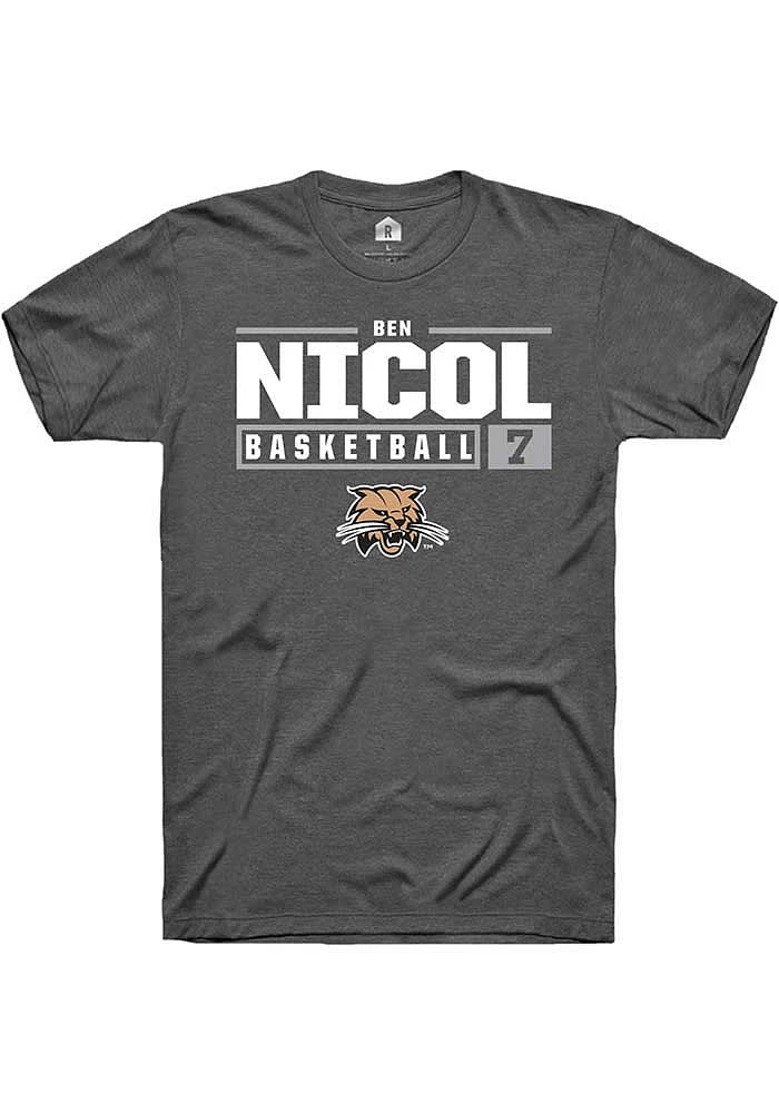 Ben Nicol  Ohio Bobcats Dark Grey Rally NIL Stacked Box Short Sleeve T Shirt