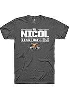 Ben Nicol  Ohio Bobcats Dark Grey Rally NIL Stacked Box Short Sleeve T Shirt