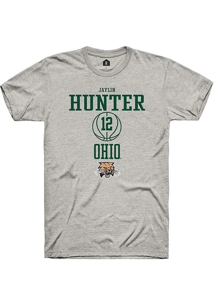 Jaylin Hunter  Ohio Bobcats Ash Rally NIL Sport Icon Short Sleeve T Shirt