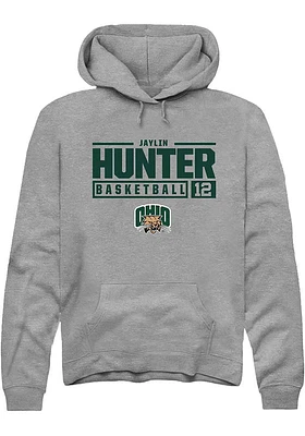 Jaylin Hunter  Rally Ohio Bobcats Mens Graphite NIL Stacked Box Long Sleeve Hoodie