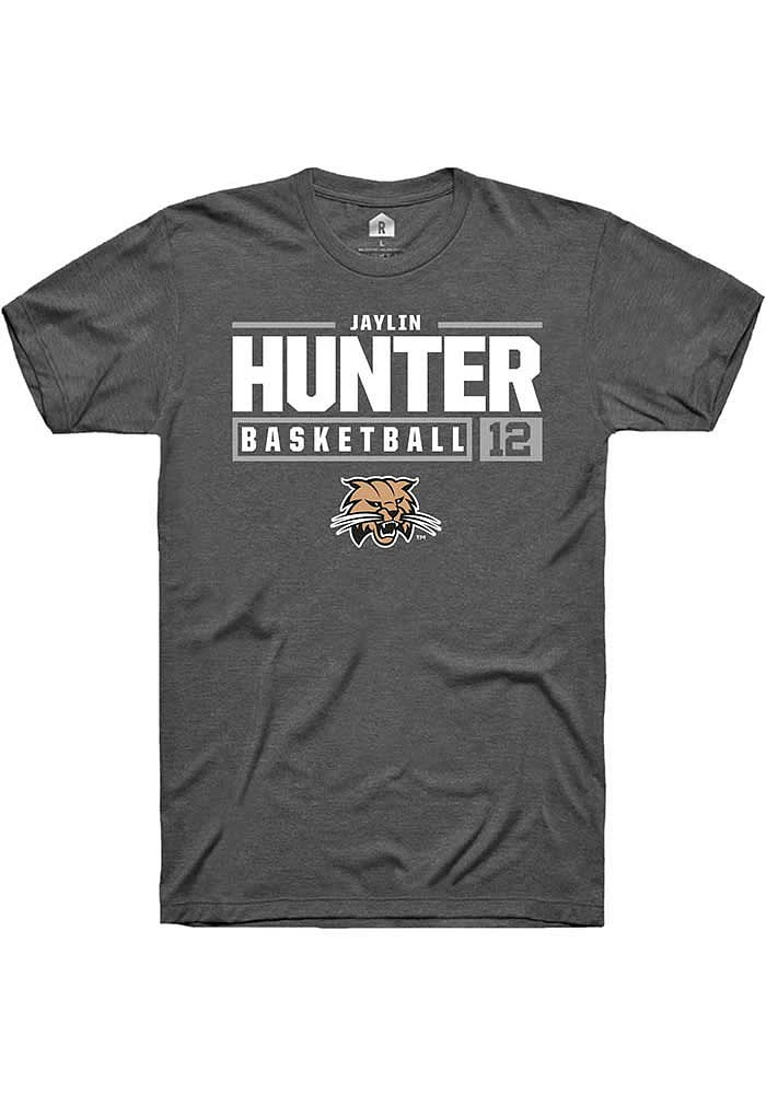 Jaylin Hunter  Ohio Bobcats Dark Grey Rally NIL Stacked Box Short Sleeve T Shirt