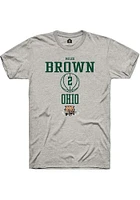 Miles Brown  Ohio Bobcats Ash Rally NIL Sport Icon Short Sleeve T Shirt