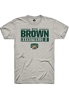 Miles Brown  Ohio Bobcats Ash Rally NIL Stacked Box Short Sleeve T Shirt