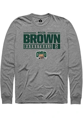 Miles Brown Ohio Bobcats Rally NIL Stacked Box Long Sleeve T Shirt