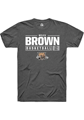 Miles Brown  Ohio Bobcats Dark Grey Rally NIL Stacked Box Short Sleeve T Shirt