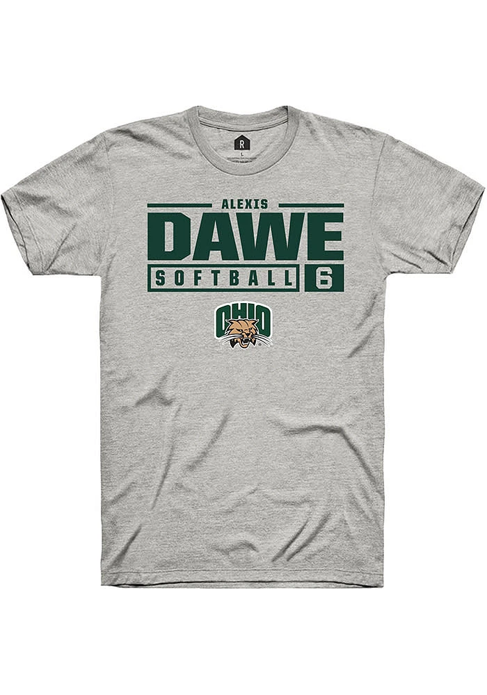 Alexis Dawe  Ohio Bobcats Ash Rally NIL Stacked Box Short Sleeve T Shirt