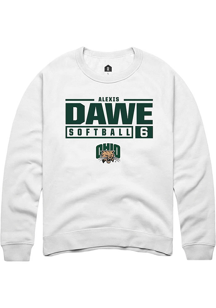 Alexis Dawe Rally Ohio Bobcats Mens NIL Stacked Box Long Sleeve Crew Sweatshirt