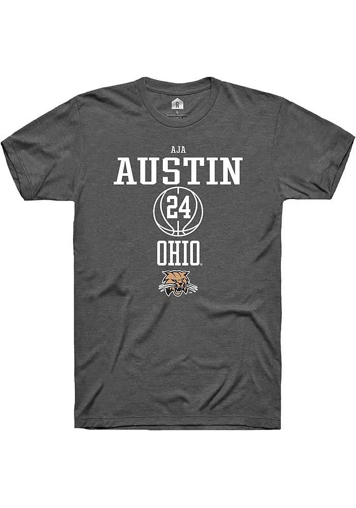 Aja Austin  Ohio Bobcats Dark Grey Rally NIL Sport Icon Short Sleeve T Shirt