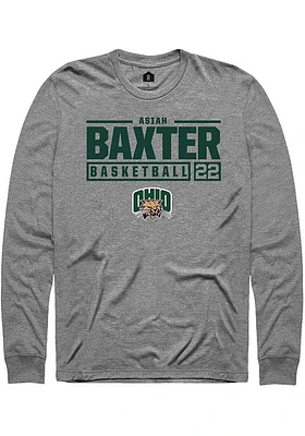 Asiah Baxter  Ohio Bobcats Graphite Rally NIL Stacked Box Long Sleeve T Shirt