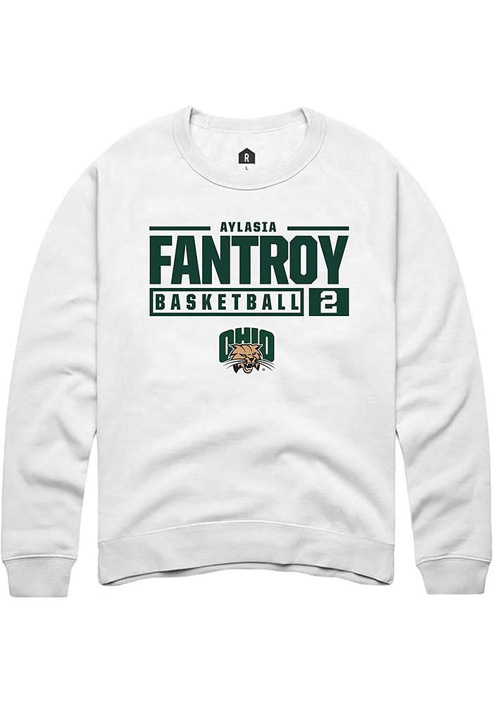 Aylasia Fantroy Rally Ohio Bobcats Mens NIL Stacked Box Long Sleeve Crew Sweatshirt