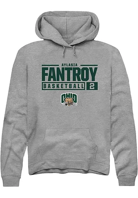 Aylasia Fantroy  Rally Ohio Bobcats Mens Graphite NIL Stacked Box Long Sleeve Hoodie