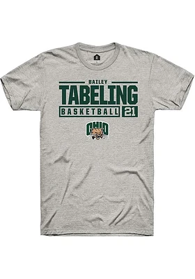 Bailey Tabeling  Ohio Bobcats Ash Rally NIL Stacked Box Short Sleeve T Shirt