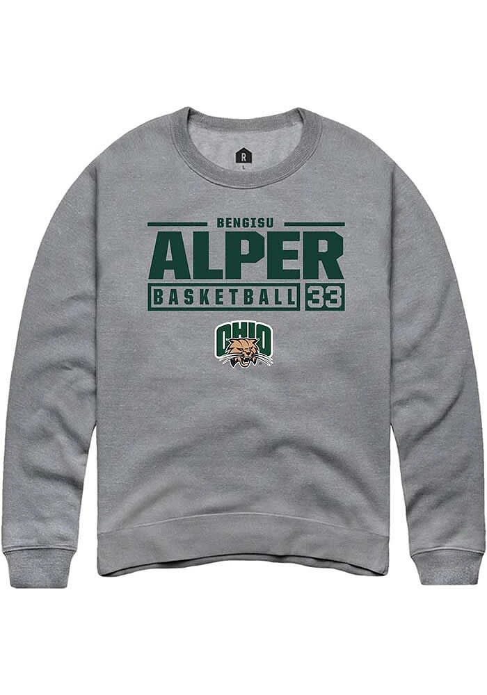 Bengisu Alper Rally Ohio Bobcats Mens NIL Stacked Box Long Sleeve Crew Sweatshirt