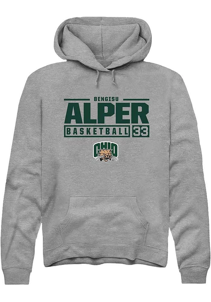 Bengisu Alper  Rally Ohio Bobcats Mens Graphite NIL Stacked Box Long Sleeve Hoodie